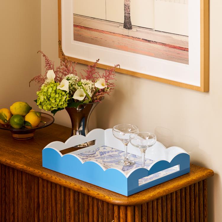 Palm Beach Blue Lacquered Scallop Medium Tray