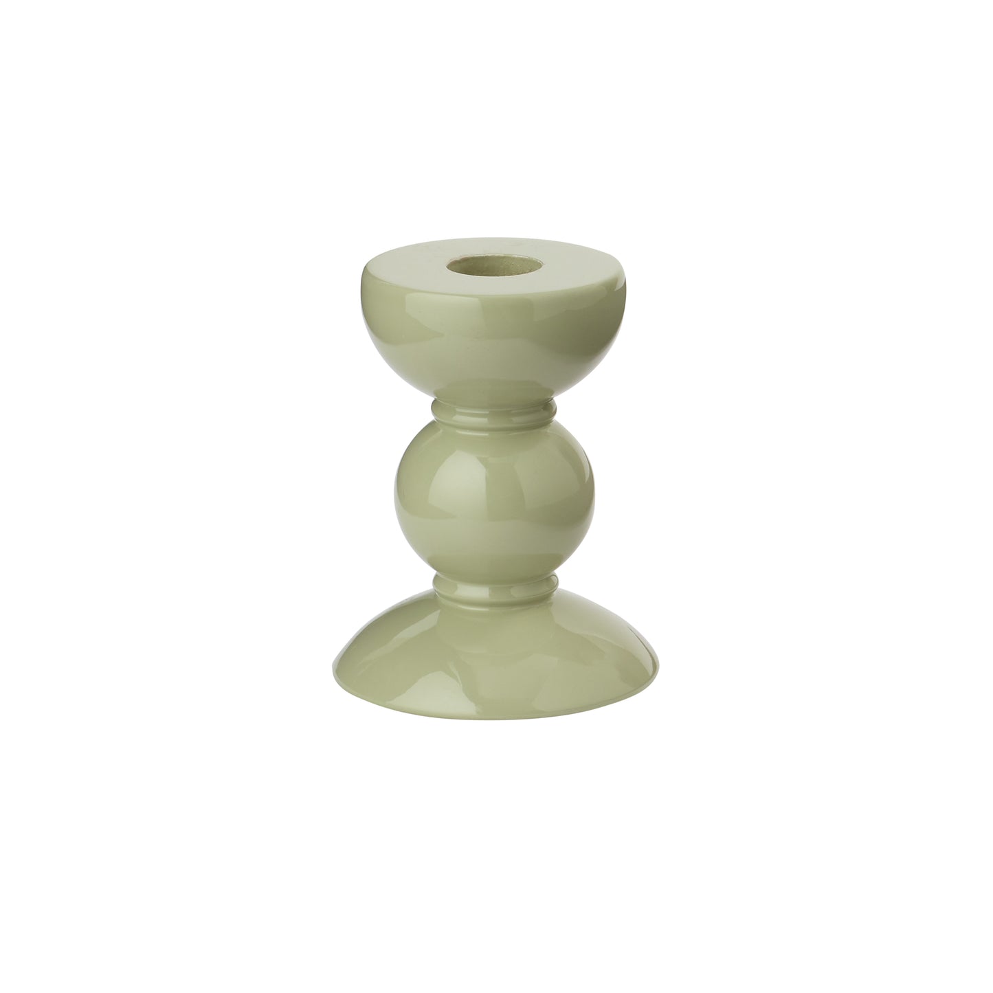 Small Cappuccino Bobbin Candlestick - 10cm