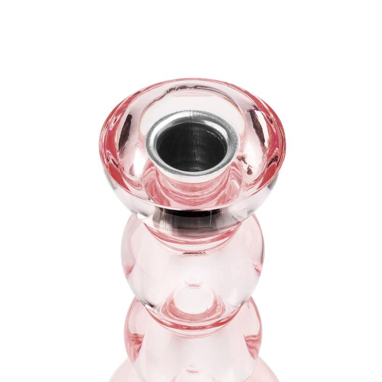 Icy Bobbin Candlestick Pink 14cm