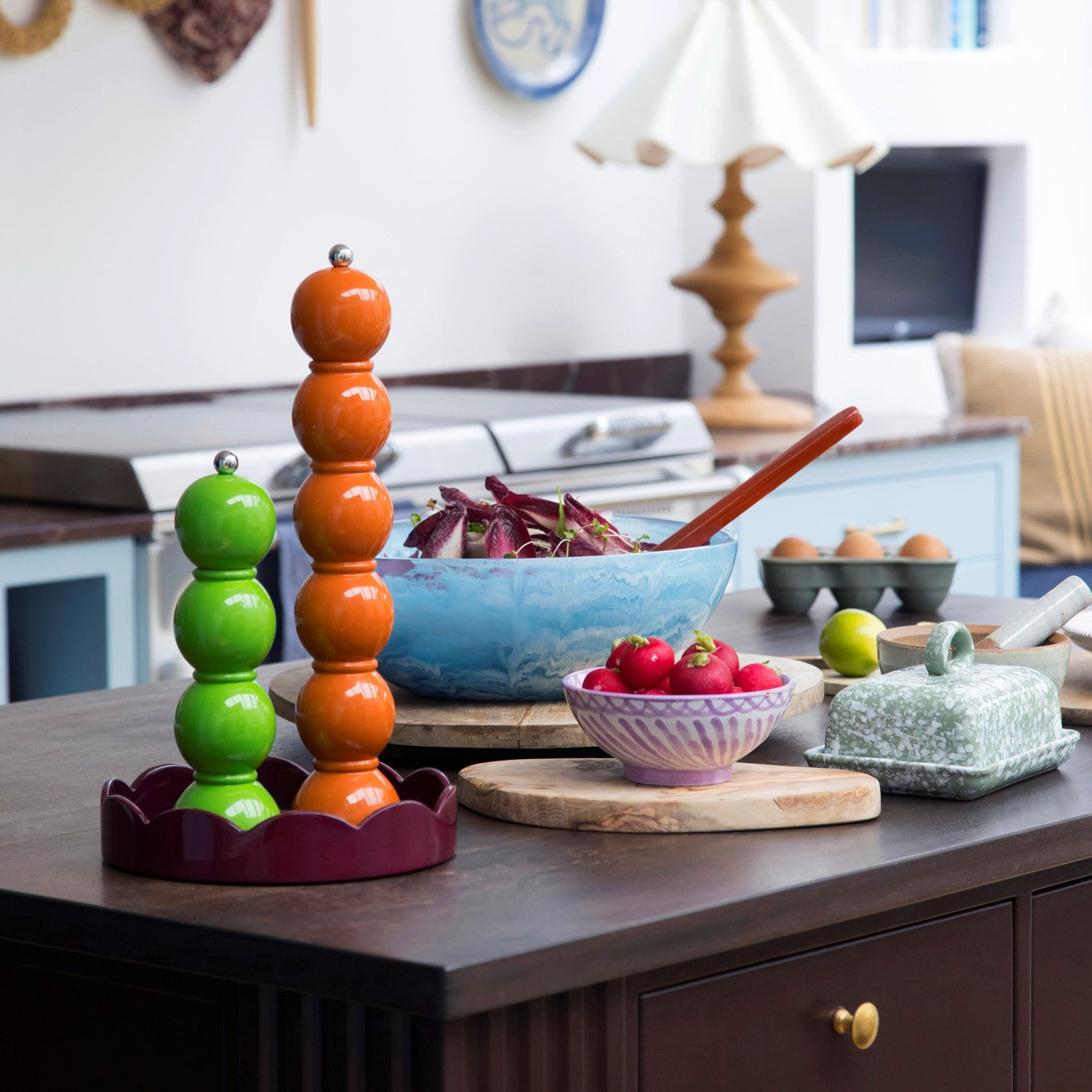 Leaf Green Lacquer Grande Salt or Pepper Mill