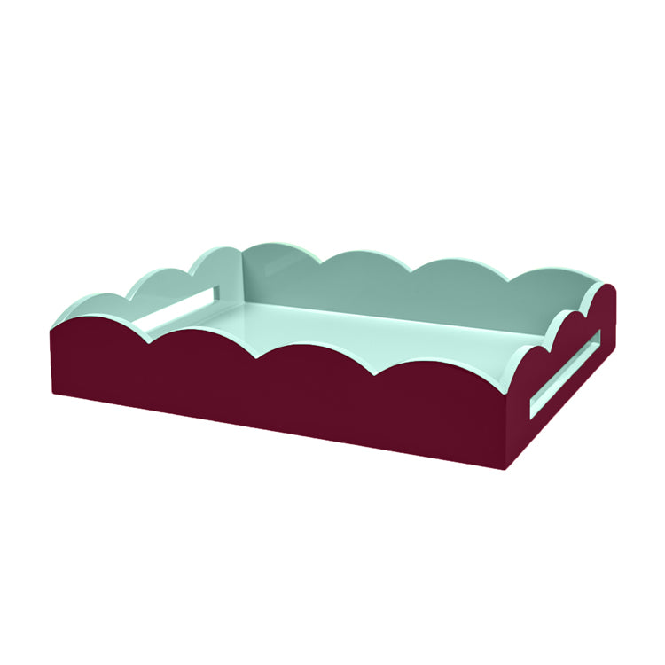 Two-Tone Scallop Tray Cherry & Eau de Nil 43 x 33cm Lacquer