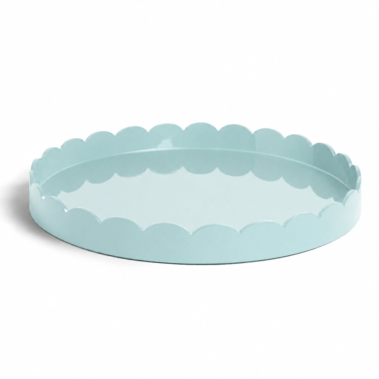 Eau de Nil Round Large Lacquered Scallop Tray