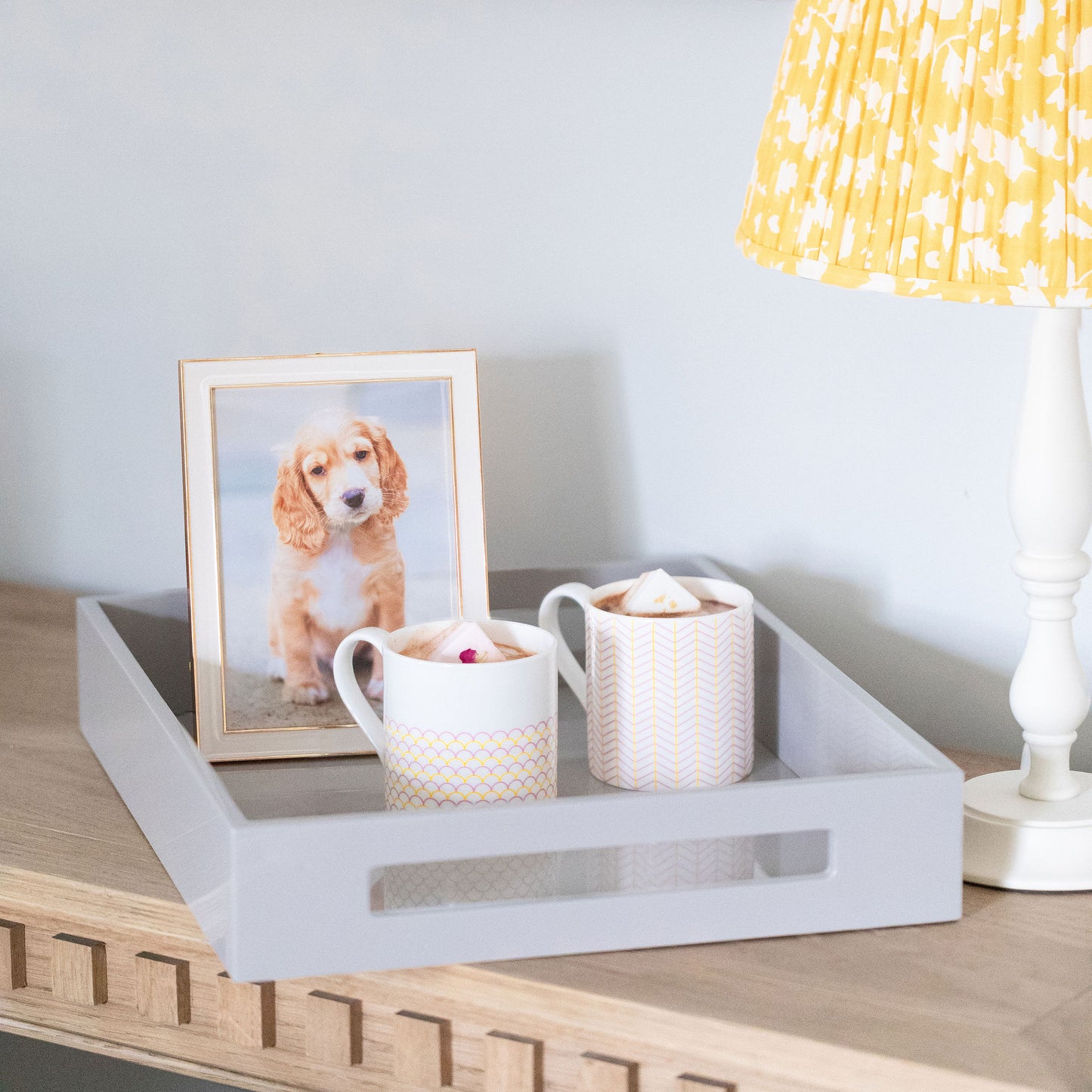 White Enamel & Gold Frame