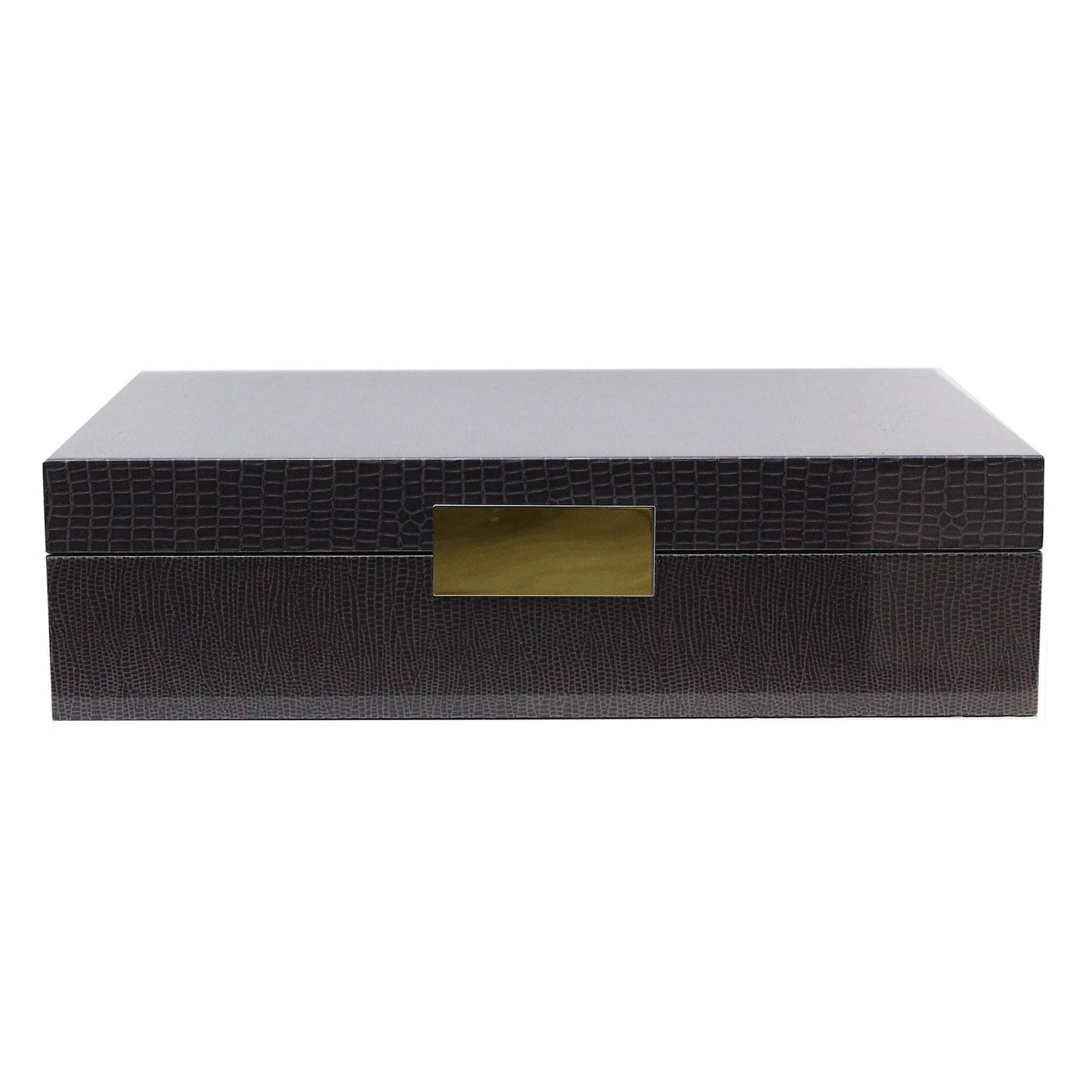 Large Brown Croc Jewellery Box with Gold