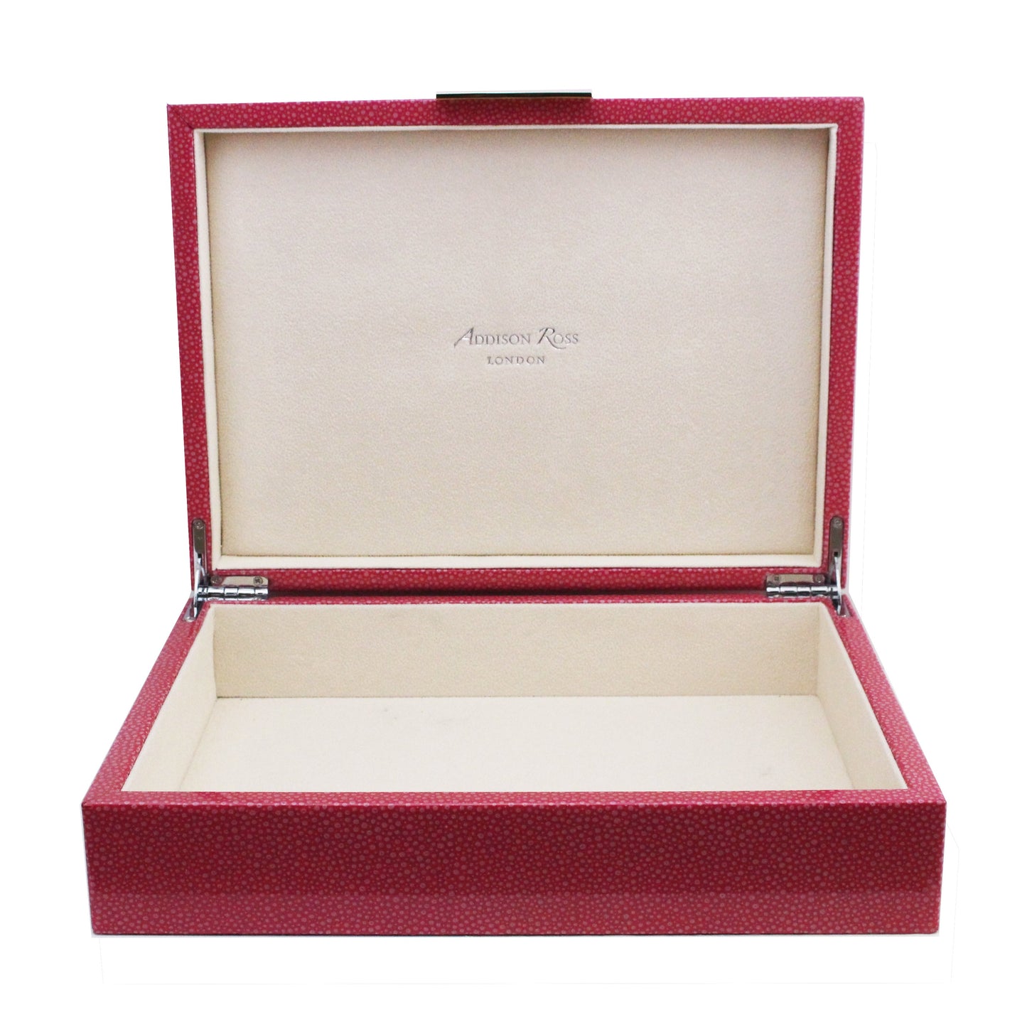 Large Pink Shagreen Lacquer Box with Silver