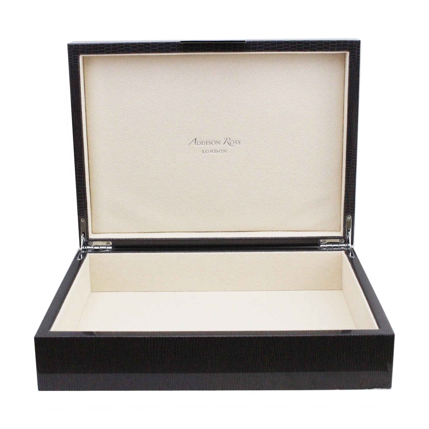 Large Brown Croc Lacquer Box with Silver