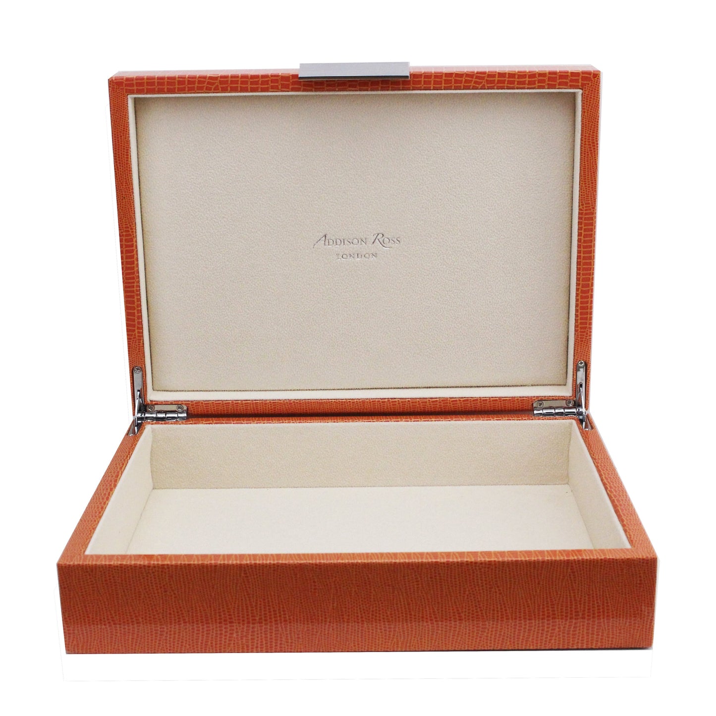 Large Orange Croc Lacquer Box with Silver