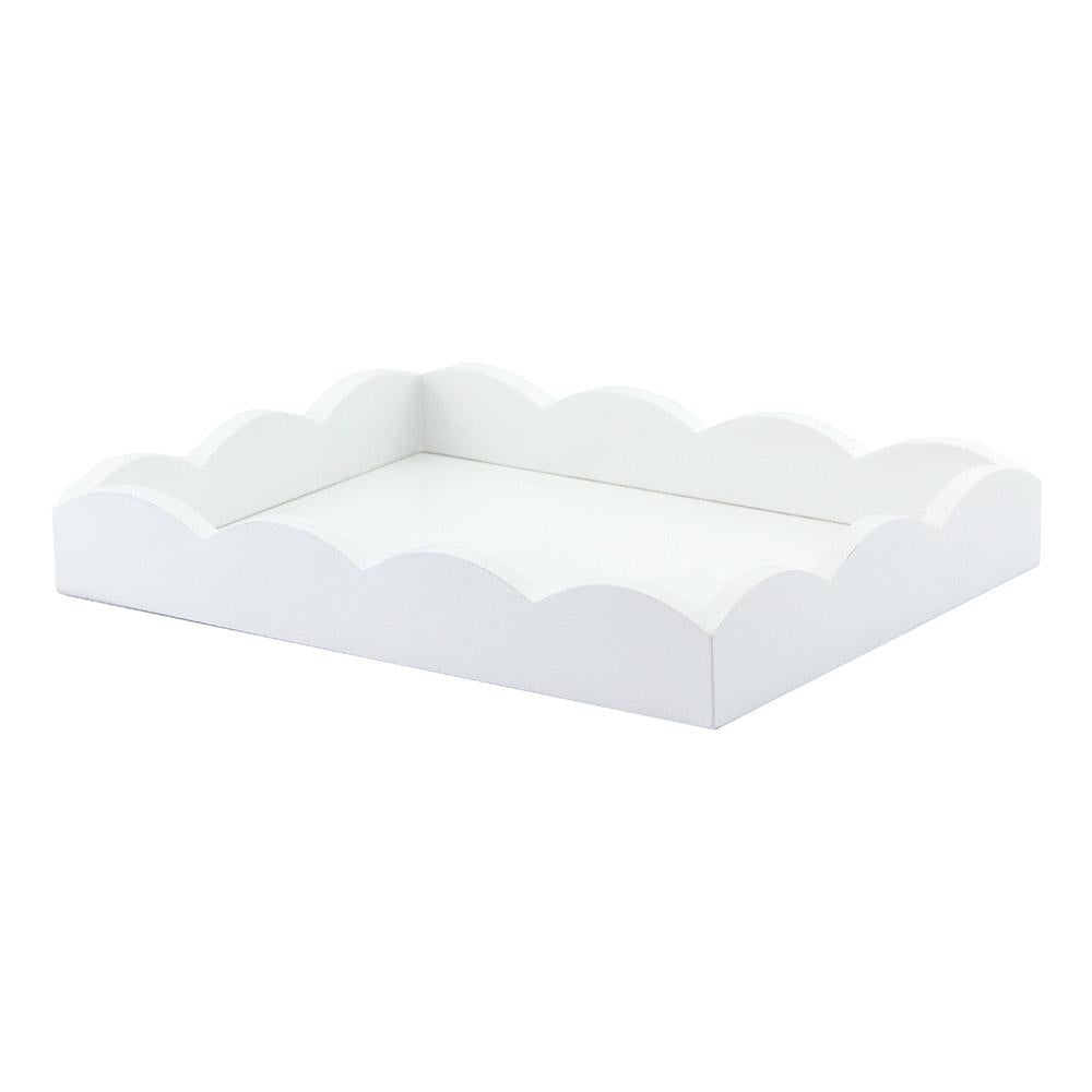 White Small Lacquered Scalloped Small Tray
