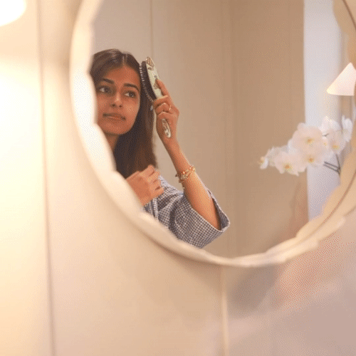 Dark Cherry Red Medium Scallop Round Mirror