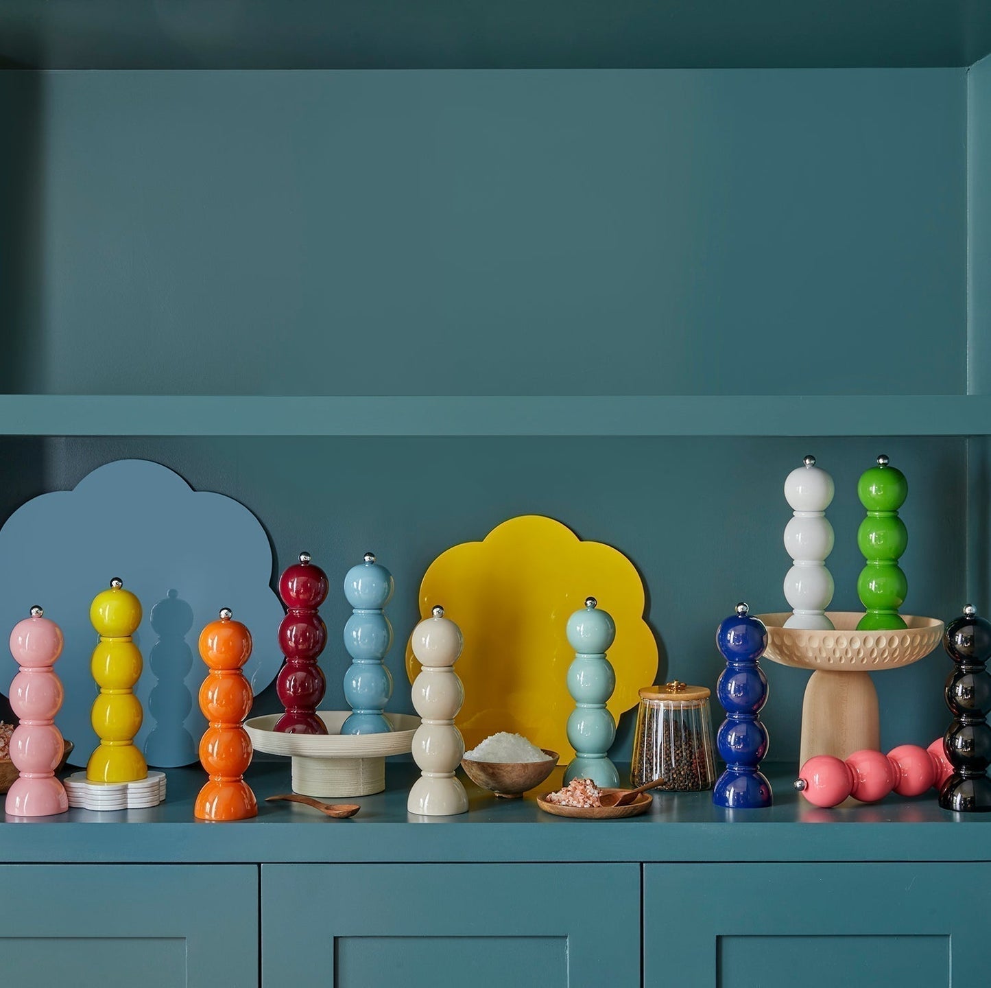 Chambray Blue Lacquer Bobbin Salt or Pepper Mill