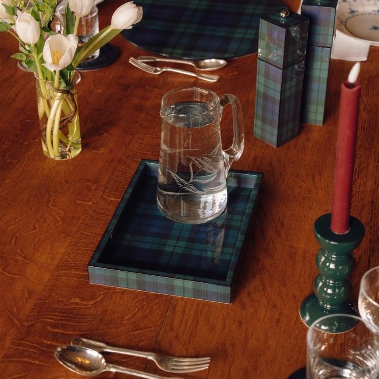 Black Watch Tartan Square Pillar Salt or Pepper Mill