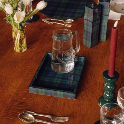 Black Watch Tartan Square Pillar Salt or Pepper Mill