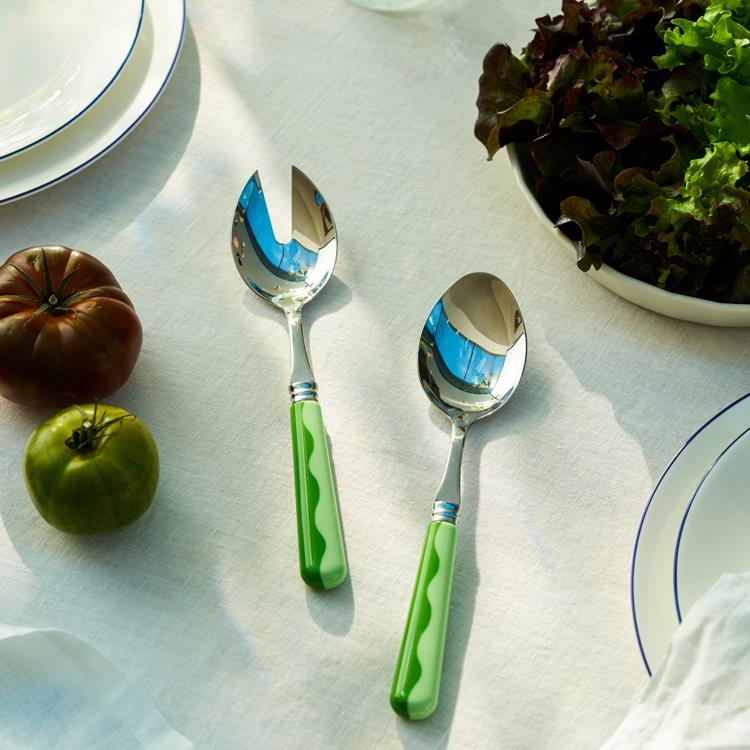 Wave Salad Servers - Leaf & Apple Green (2‑Piece Set)