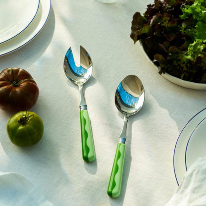 Wave Salad Servers - Leaf & Apple Green (2‑Piece Set)