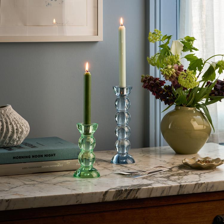 Icy Bobbin Candlestick Blue 23cm