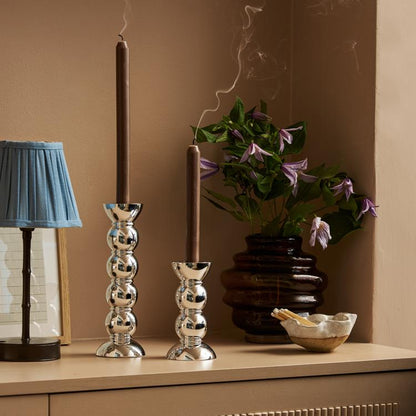 14cm Bobbin Candlestick Chrome