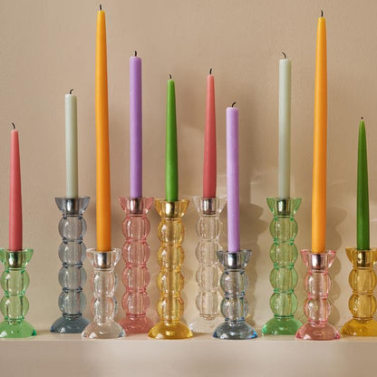 Icy Bobbin Candlestick Green 14cm