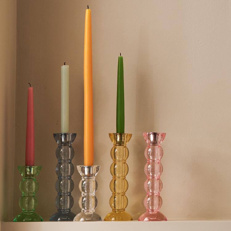 Icy Bobbin Candlestick Clear 14cm