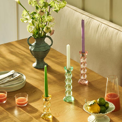 Icy Bobbin Candlestick Green 23cm