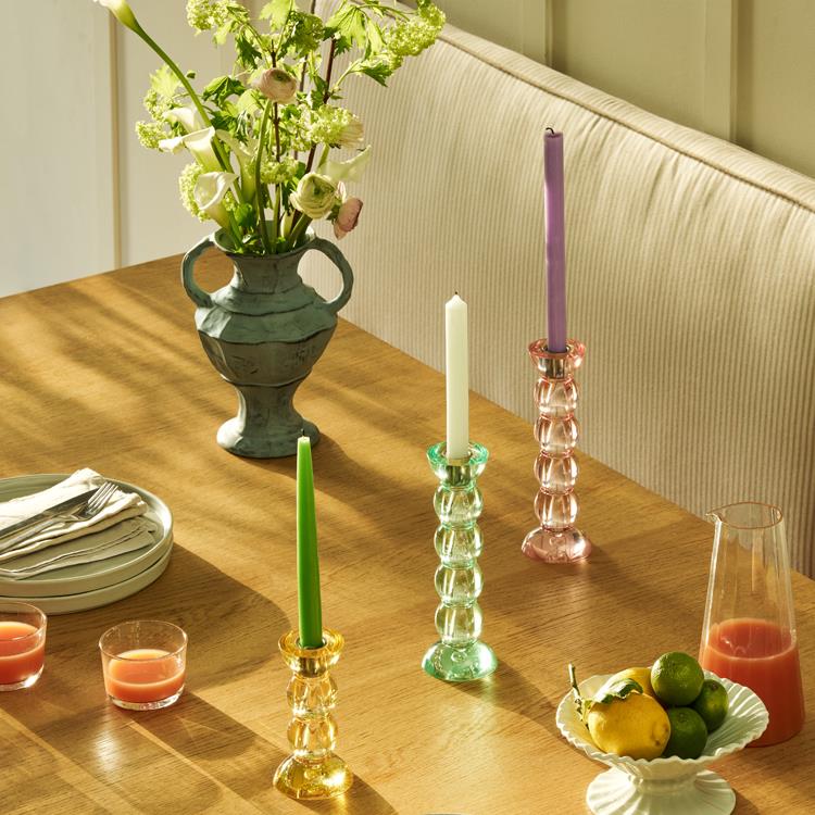 Icy Bobbin Candlestick Orange 14cm