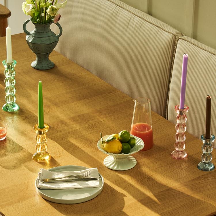 Icy Bobbin Candlestick Blue 14cm