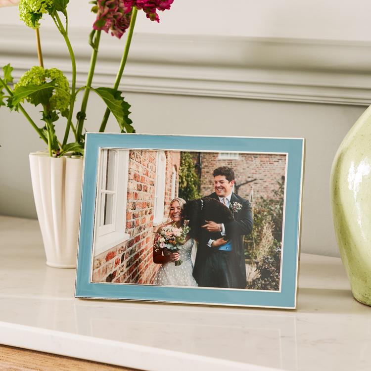 Chambray Enamel & Silver Frame