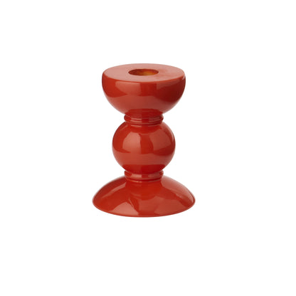 Small Orange Bobbin Candlestick - 10cm