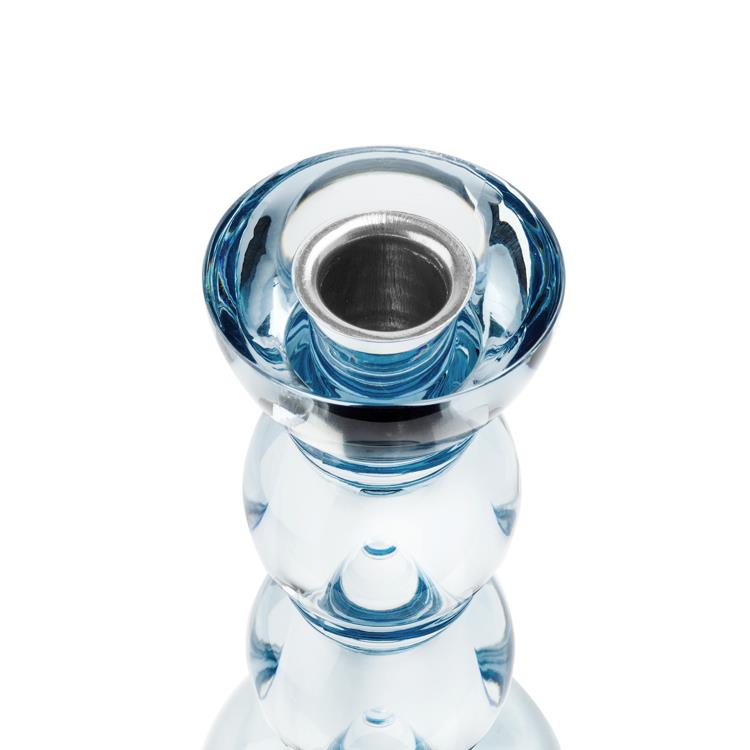 Icy Bobbin Candlestick Blue 14cm