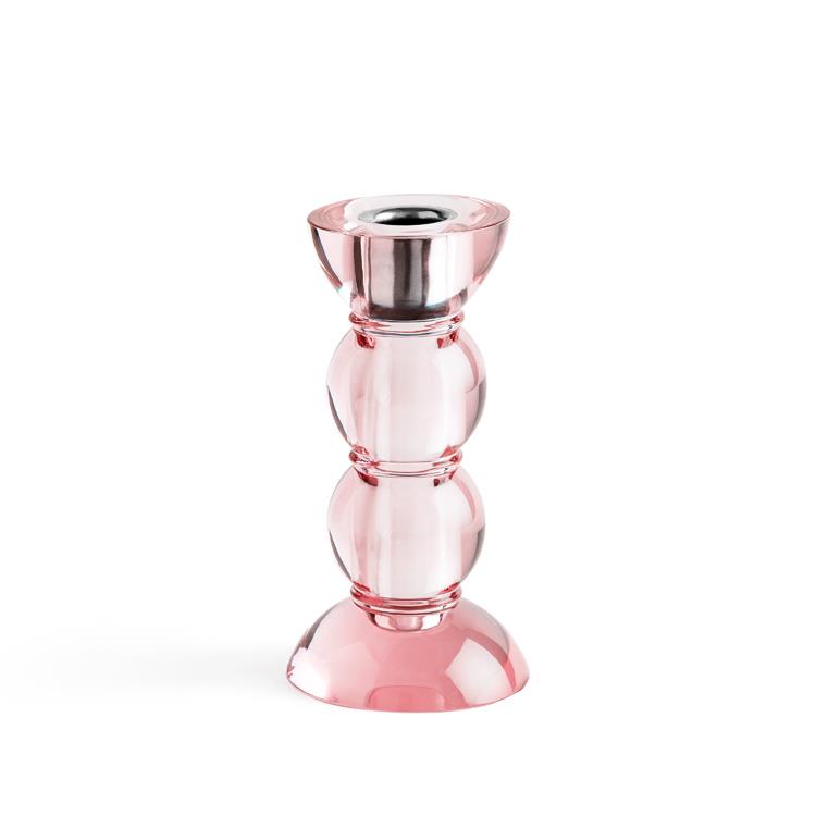 Icy Bobbin Candlestick Pink 14cm