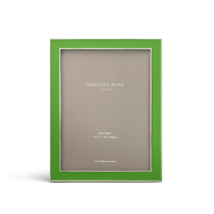 Leaf Green Enamel & Silver Frame