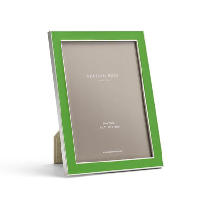 Leaf Green Enamel & Silver Frame