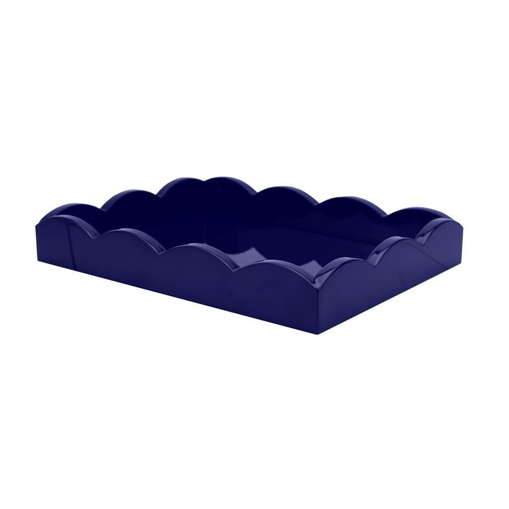 Navy Small Lacquered Scalloped Tray