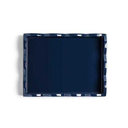 Pale Denim & Navy Lacquered Scallop Small Two-Tone Tray