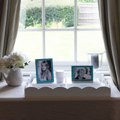 White Large Lacquered Scallop Ottoman Tray