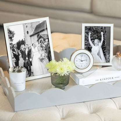 White Enamel & Silver Frame