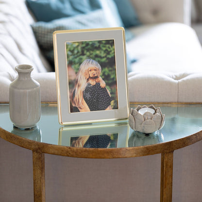Chiffon Grey Enamel & Gold Curve Frame