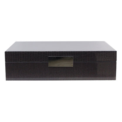 Large Brown Croc Jewellery Box with Silver