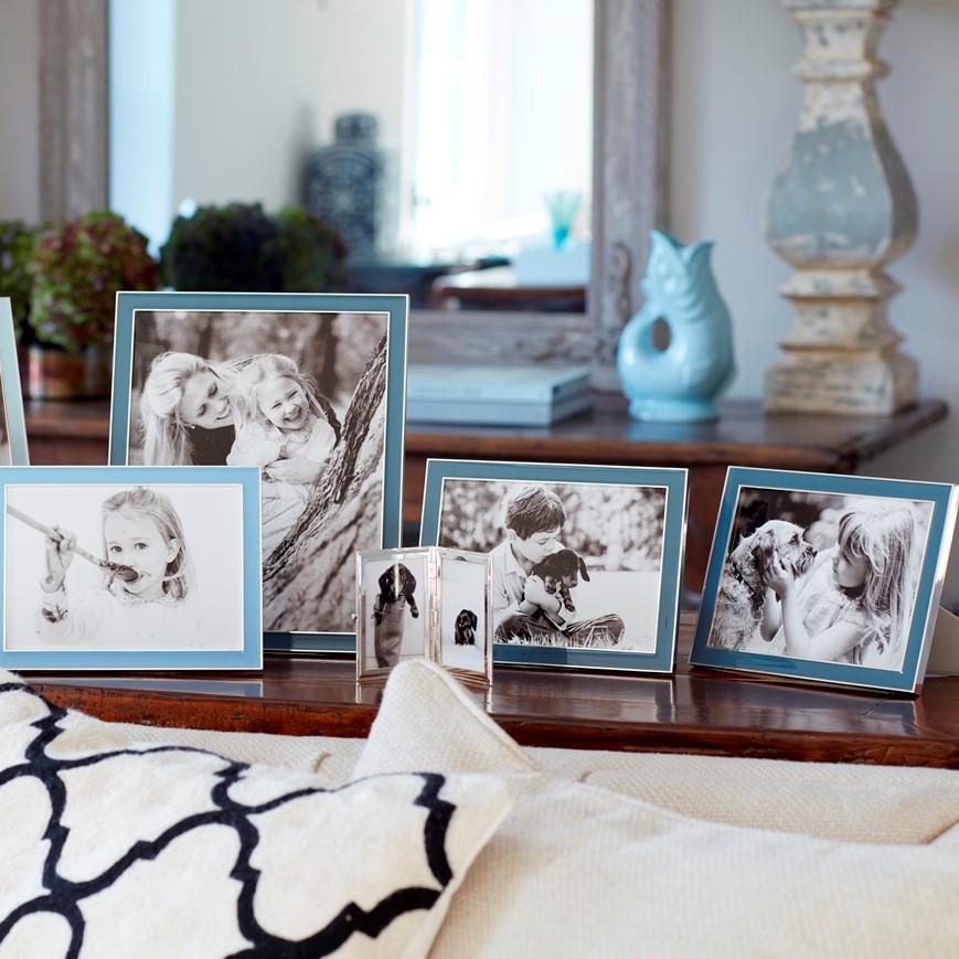 Denim Enamel & Silver Frame