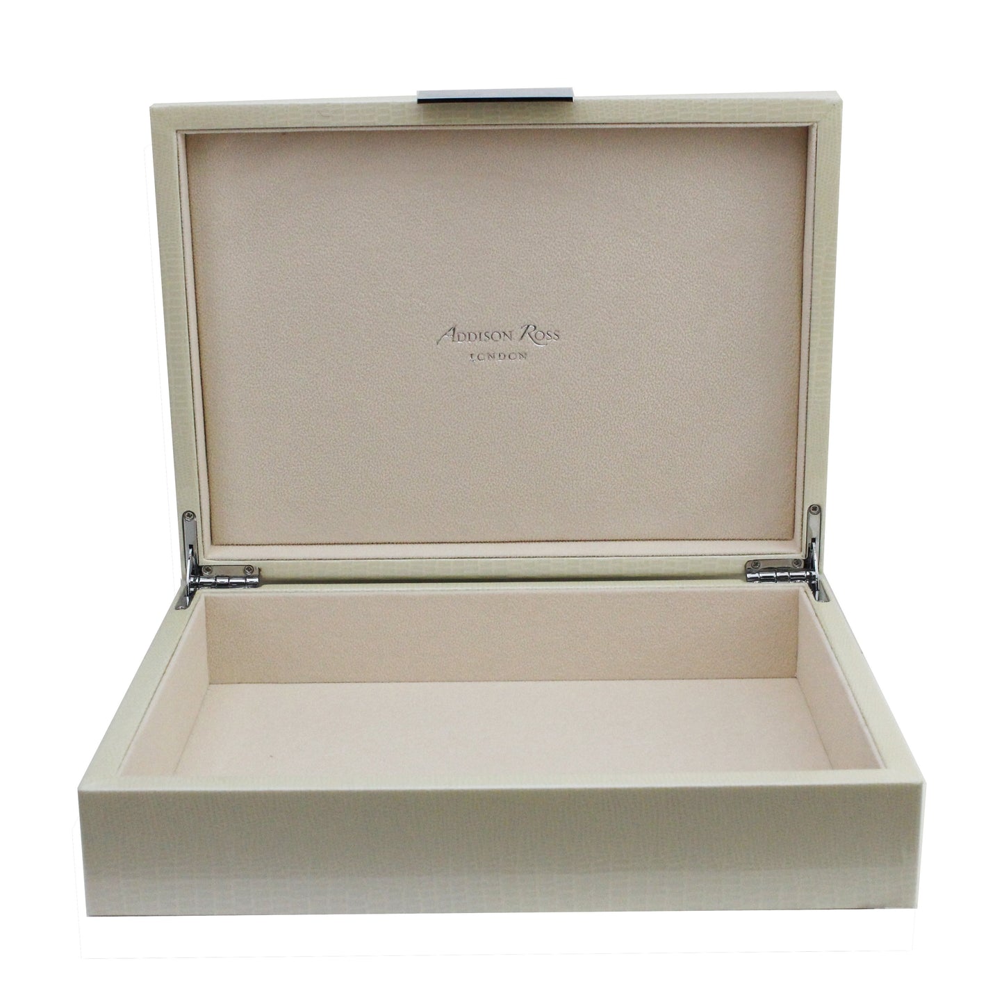 Large Cream Croc Lacquer Box with Silver