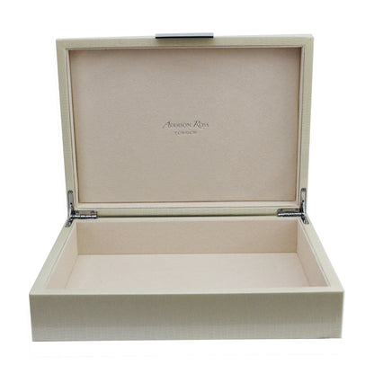 Large Cream Croc Lacquer Box with Silver