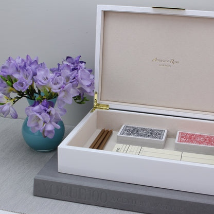 Large White Lacquer Box With Gold
