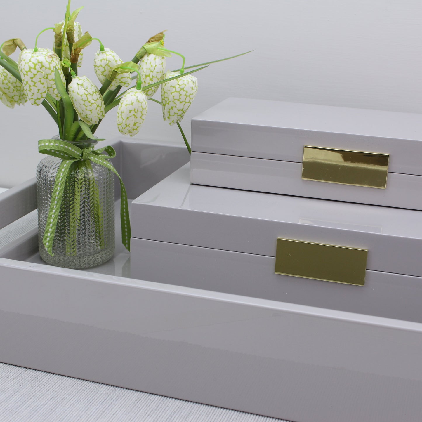 Large Chiffon Lacquer Box With Gold