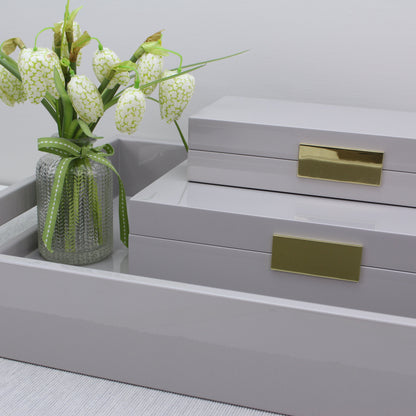 Large Chiffon Lacquer Box With Gold