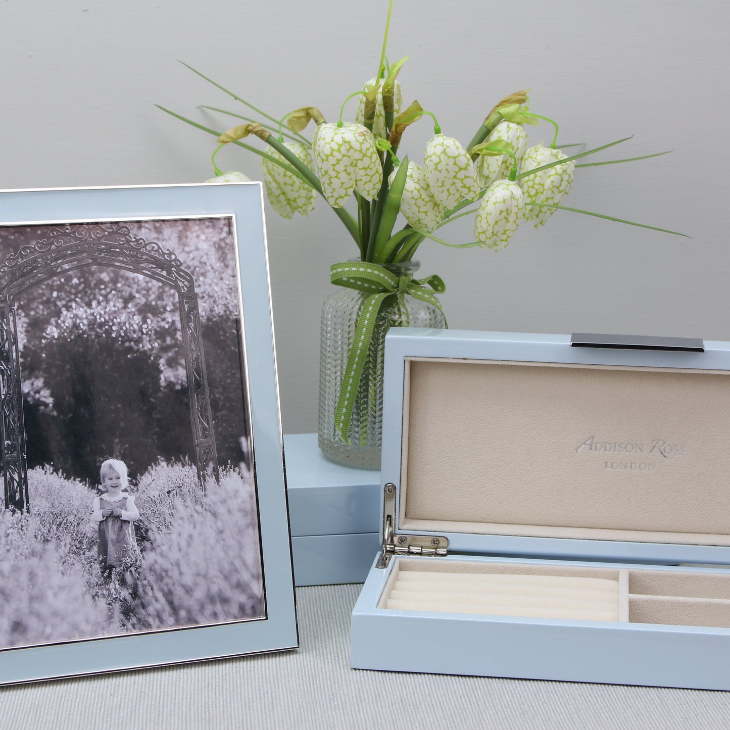 Powder Blue Enamel & Silver Frame