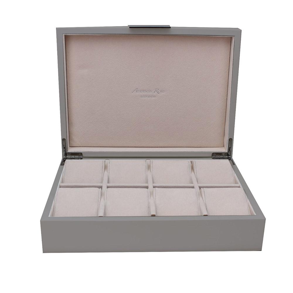 Large Chiffon Grey & Silver Watch Box