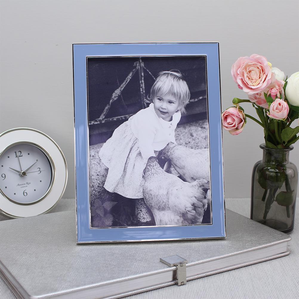 Periwinkle Blue Enamel & Silver Frame