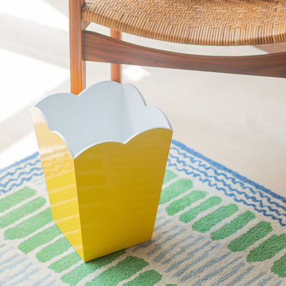 Scalloped Lacquer Bin – Yellow & White - Addison Ross Ltd UK